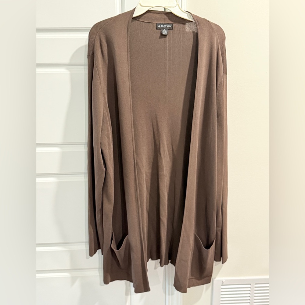August Max Brown Long Women's Cardigan Small Classic Interview Outfit Women